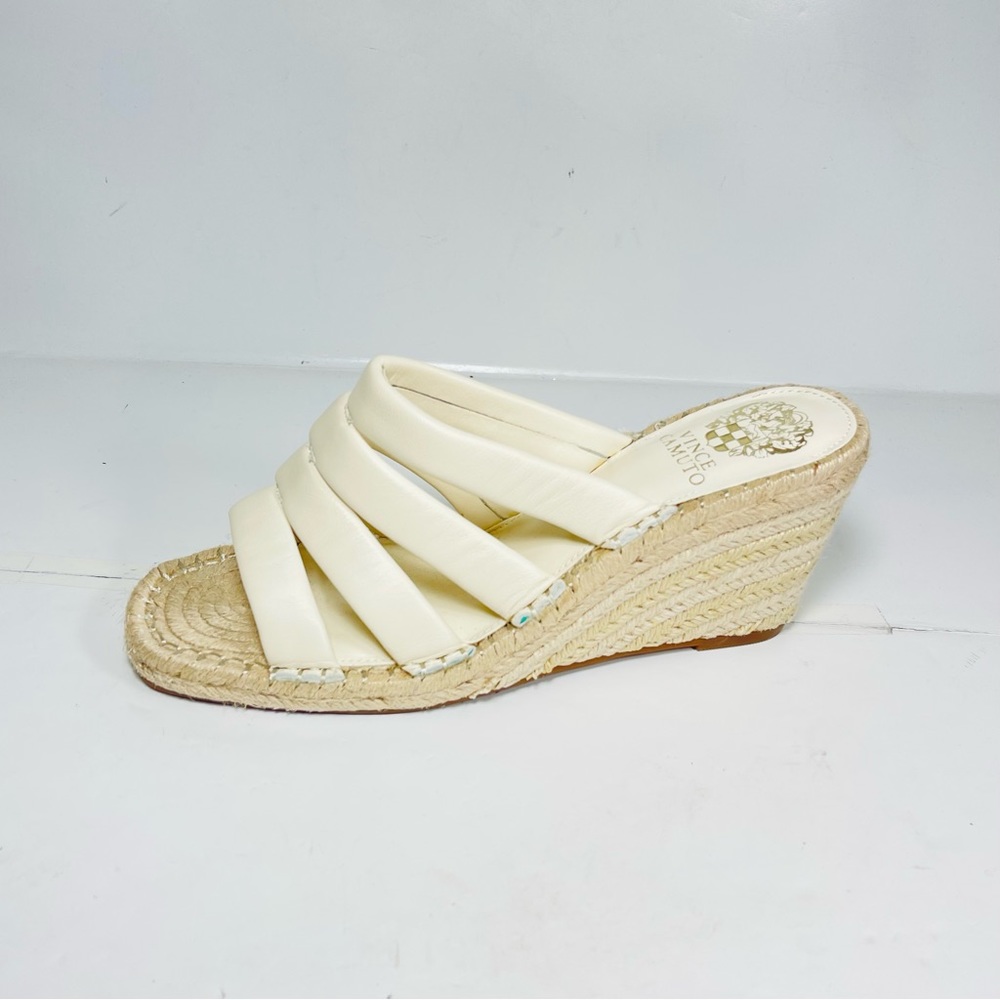 Vince Camuto Molisana Espadrilles Wedge Sandals Womens Size 9M Cream Leather